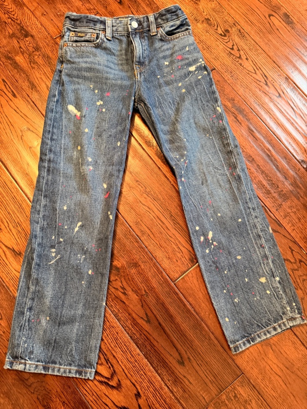 Girl’s Blue High Rise Paint-Splatter Jeans